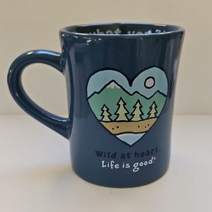 LIFE IS GOOD WILD AT HEART BLUE COFFEE MUG